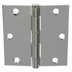 GlideRite 3-1/2 in. Polished Chrome Steel Door Hinges Square Radius with Screws (12-Pack)