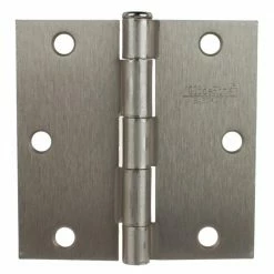 GlideRite 3-1/2 in. Satin Nickel Steel Door Hinges Square Radius with Screws (12-Pack)