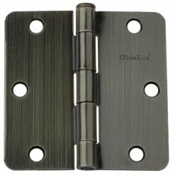 GlideRite 3-1/2 in. Antique Brass Steel Door Hinge 1/4 in. Corner Radius with Screws (12-Pack)