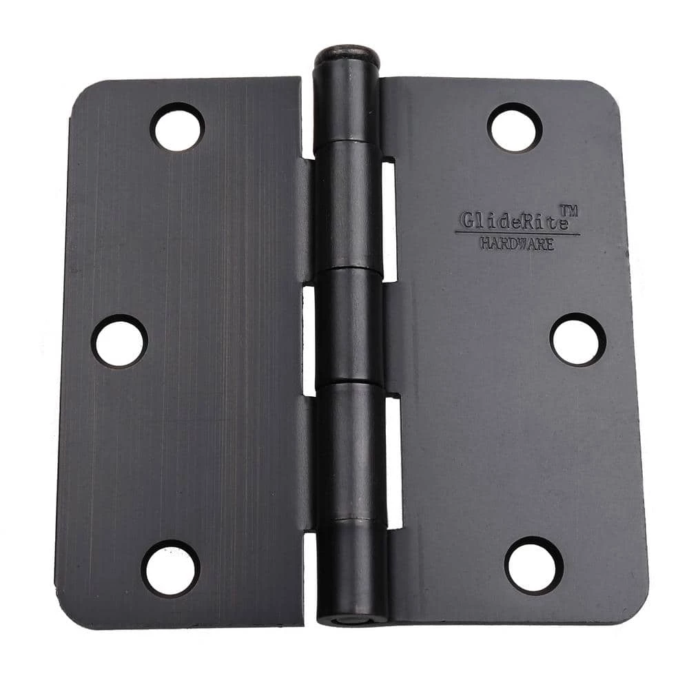 GlideRite 3-1/2 in. Oil Rubbed Bronze Steel Door Hinge 1/4 in. Corner Radius with Screws (12-Pack) 3 GlideRite 3-1/2 in. Oil Rubbed Bronze Steel Door Hinge 1/4 in. Corner Radius with Screws (12-Pack)