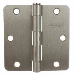 GlideRite 3-1/2 in. Satin Nickel Steel Door Hinge 1/4 in. Corner Radius with Screws (12-Pack)