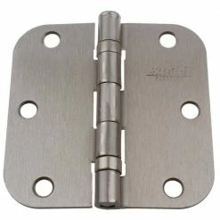GlideRite 3-1/2 in. Satin Nickel Steel Ball-Bearing Door Hinge 5/8 in. Corner Radius with Screws (12-Pack)