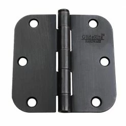 GlideRite 3-1/2 in. Oil Rubbed Bronze Steel Door Hinge 5/8 in. Corner Radius with Screws (12-Pack)