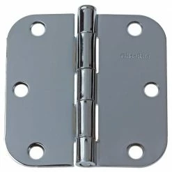 GlideRite 3-1/2 in. Polished Chrome Steel Door Hinge 5/8 in. Corner Radius with Screws (12-Pack)