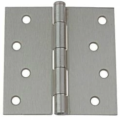 GlideRite 4 in. Satin Nickel Steel Door Hinge Square Corners with Screws (12-Pack)