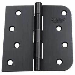 GlideRite 4 in. Oil Rubbed Bronze Steel Door Hinge Square and 5/8 in. Corner Radius with Screws (12-Pack)