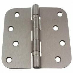 GlideRite 4 in. Satin Nickel Steel Ball-Bearing Door Hinge 5/8 in. Corner Radius with Screws (12-Pack)