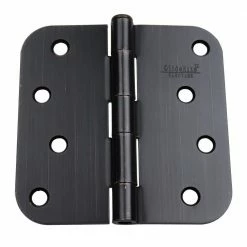GlideRite 4 in. Oil Rubbed Bronze Steel Door Hinge 5/8 in. Corner Radius with Screws (12-Pack)