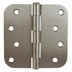 GlideRite 4 in. Satin Nickel Steel Door Hinge 5/8 in. Corner Radius with Screws (12-Pack)