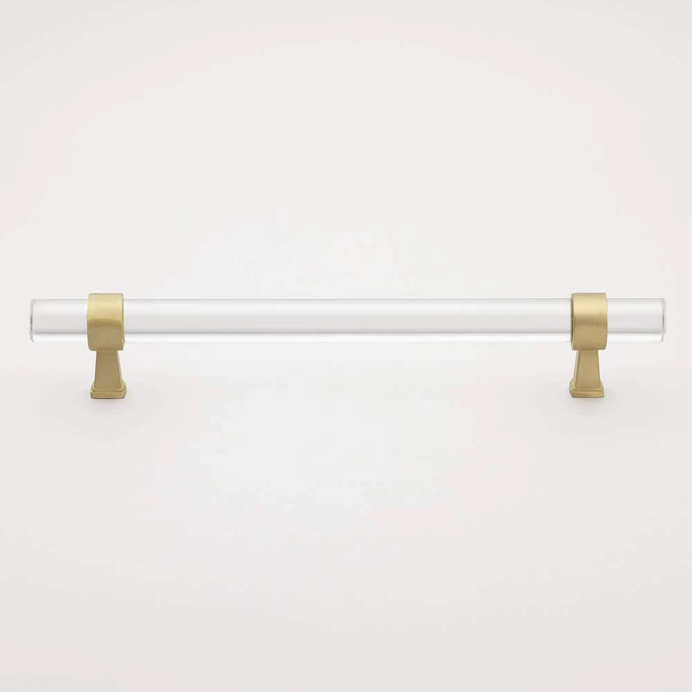 GlideRite 6-1/4 in. Center-to-Center Clear Acrylic Cabinet Drawer Pull with Satin Gold Bases (10-Pack) 3 GlideRite 6-1/4 in. Center-to-Center Clear Acrylic Cabinet Drawer Pull with Satin Gold Bases (10-Pack)