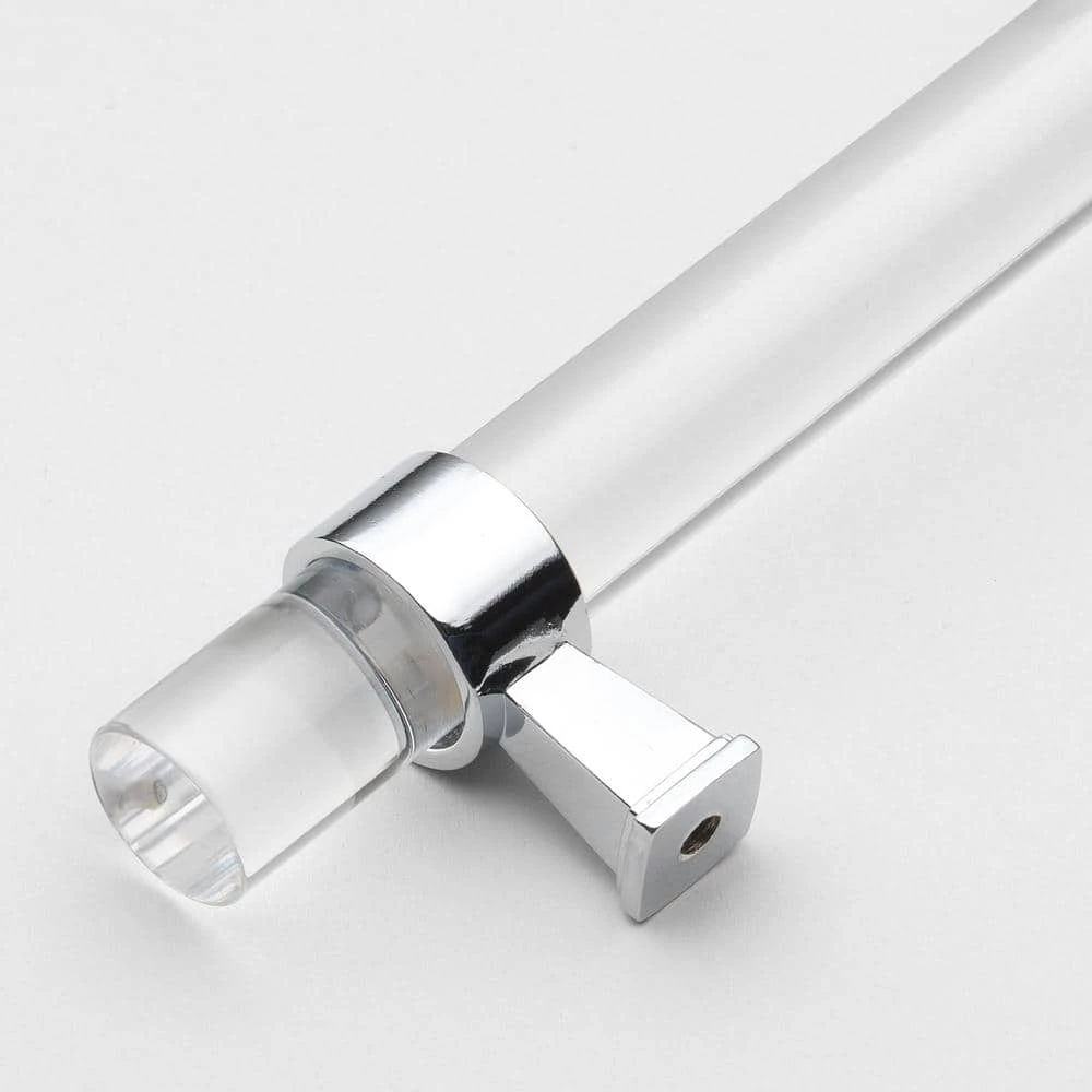 GlideRite 3-3/4 in. Center-to-Center Clear Acrylic Cabinet Drawer Pull with Polished Chrome Bases (10-Pack) 4 GlideRite 3-3/4 in. Center-to-Center Clear Acrylic Cabinet Drawer Pull with Polished Chrome Bases (10-Pack) - Image 2