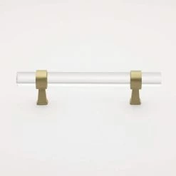 GlideRite 3-3/4 in. Center-to-Center Clear Acrylic Cabinet Drawer Pull with Satin Gold Bases (10-Pack)