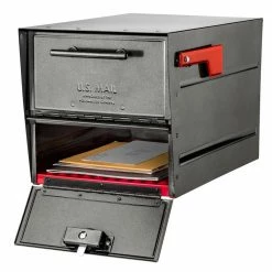 Architectural Mailboxes Oasis Eclipse Pewter, Large, Steel, Locking, Post Mount Parcel Mailbox -GlideRite Sales Store metallics architectural mailboxes post mount mailboxes 6400p r 10 fa 1000