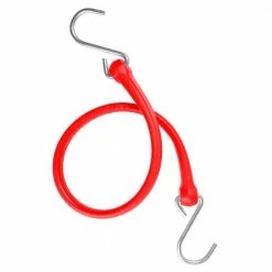 The Perfect Bungee 19 in. Polyurethane Bungee Strap with Galvanized S-Hooks (Overall Length: 24 in.) in Red