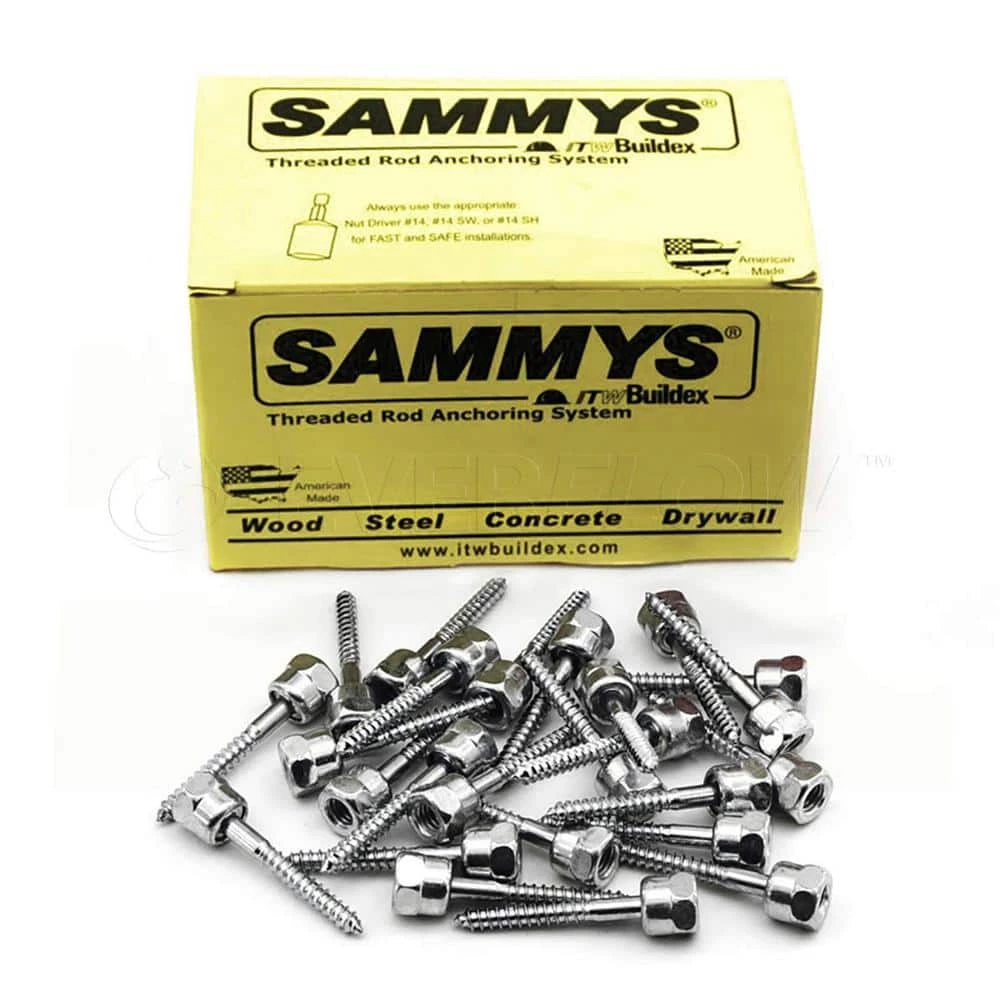 Sammy 1/4 in. x 3 in. Vertical Rod Anchor Super Screw 1/2 in. Threaded Rod Fitting for Wood (25-Pack) 3 Sammy 1/4 in. x 3 in. Vertical Rod Anchor Super Screw 1/2 in. Threaded Rod Fitting for Wood (25-Pack)
