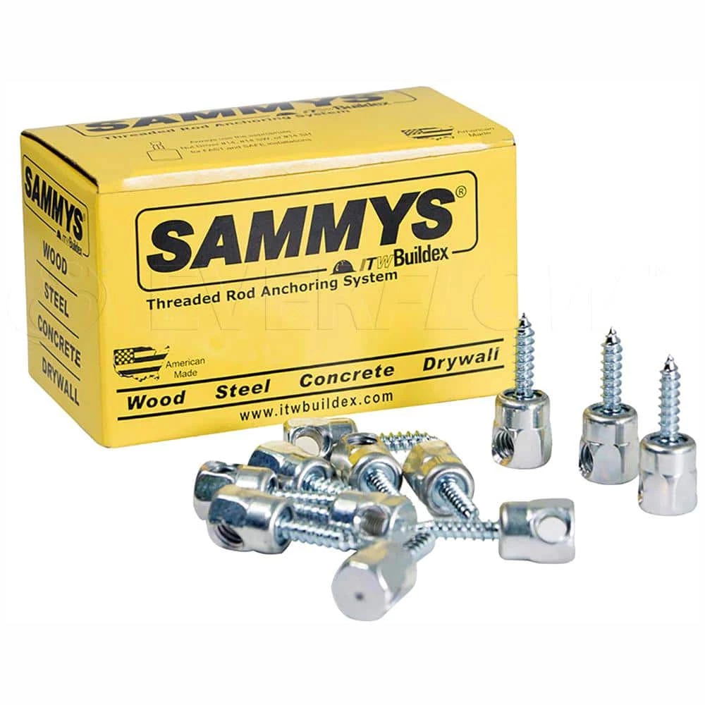 Sammy 1/4 in. x 3 in. Horizontal Rod Anchor Super Screw 3/8 in. Threaded Rod Fitting for Wood (25-Pack) 3 Sammy 1/4 in. x 3 in. Horizontal Rod Anchor Super Screw 3/8 in. Threaded Rod Fitting for Wood (25-Pack)
