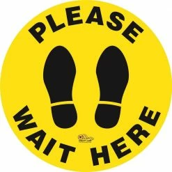Mighty Line 12 in. Yellow Please Wait Here Social Distancing Floor Sign